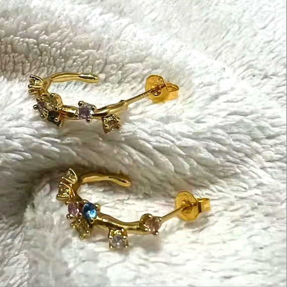 18k gp .925 sterling silver minimalist stud earrings; nwot - Picture 8 of 10